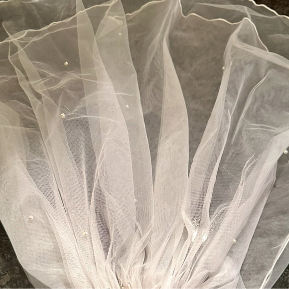 Vintage Girls’ Headband crown Veil embellished pearls/crystals chiffon Formal - Picture 7 of 8